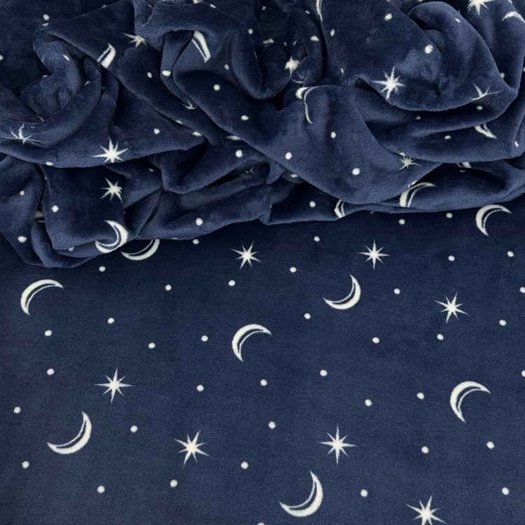 Wzory materiałów do kocobluz dla dzieci – księżyce na granacie