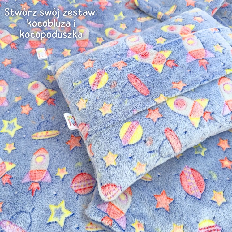 koc poduszka w rakiety świecąca z przyjemnego materiału w dotyku