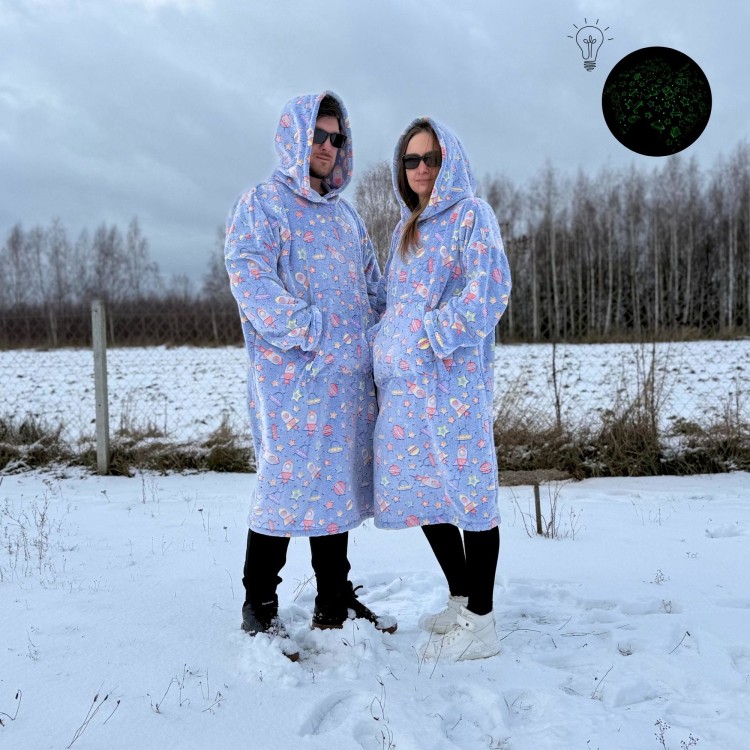 Kocobluza rakiety dla dorosłych z kieszenią i kapturem