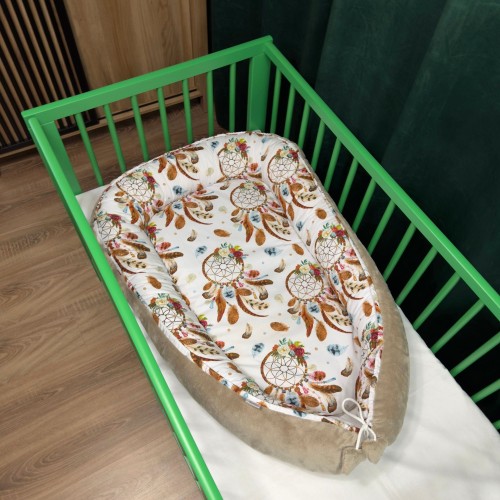 kokon dla dziecka Minky beżowy miękki materiał