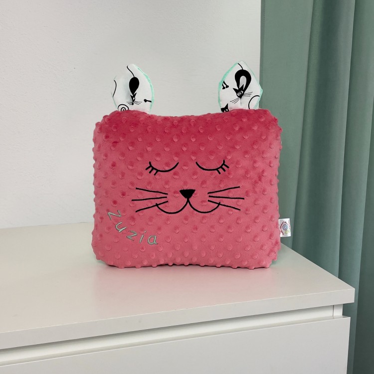 Poduszka kot z uszami – ręcznie szyta poduszka dekoracyjna